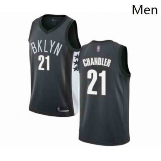 Mens Brooklyn Nets 21 Wilson Chandler Authentic Gray Basketball Jersey Statement Edition